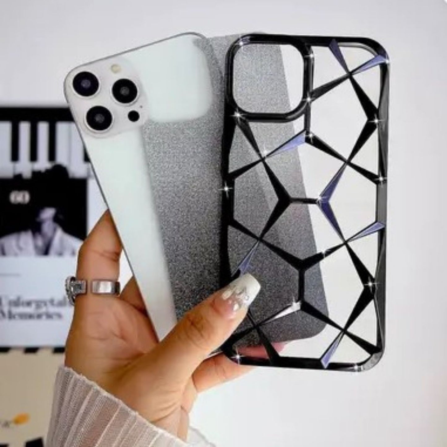 Luxury Dimond Glitter Case for iPhone – Sparkling Black Crystal Design