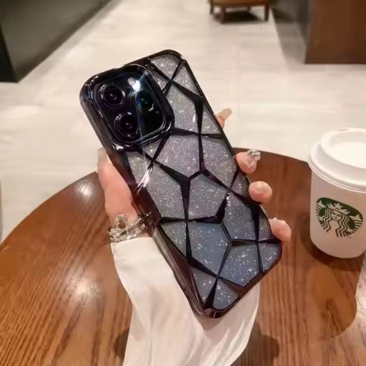 Luxury Dimond Glitter Case for iPhone – Sparkling Black Crystal Design