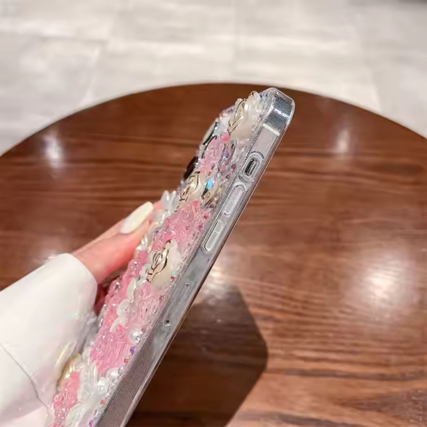 Luxury 3D Glitter Flower Case πΈπ for iPhone β Rose & Crystal Bling Design