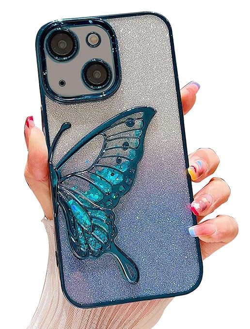 Luxury Plating Glitter Butterfly Phone Case For iPhone - (With Lens Protector)