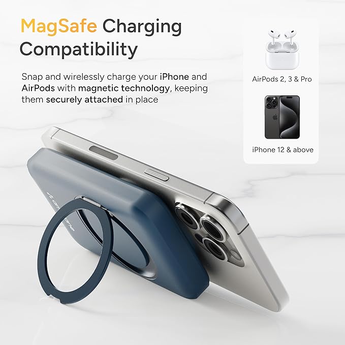 Ambrane MagSafe Wireless 10000mAh Fast Charging Power Bank with Mobile Stand