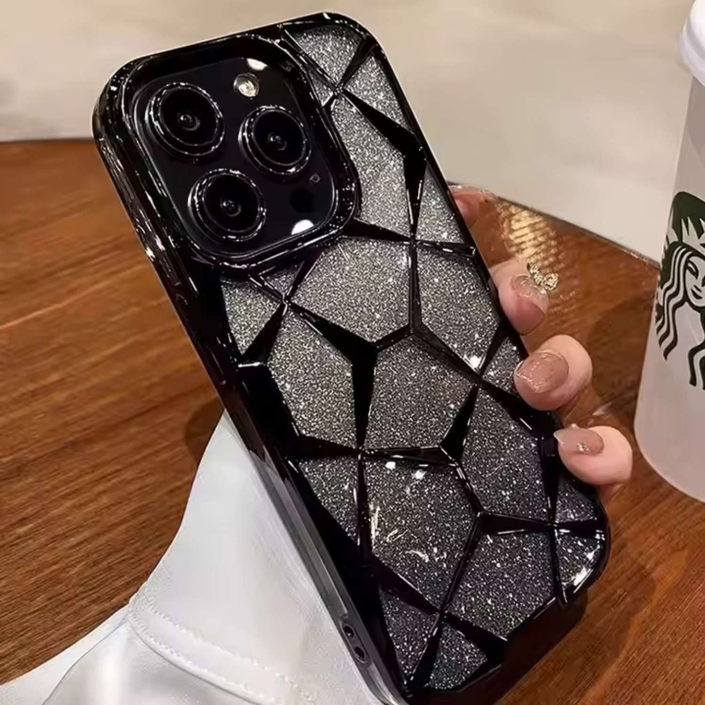 Luxury Dimond Glitter Case for iPhone – Sparkling Black Crystal Design