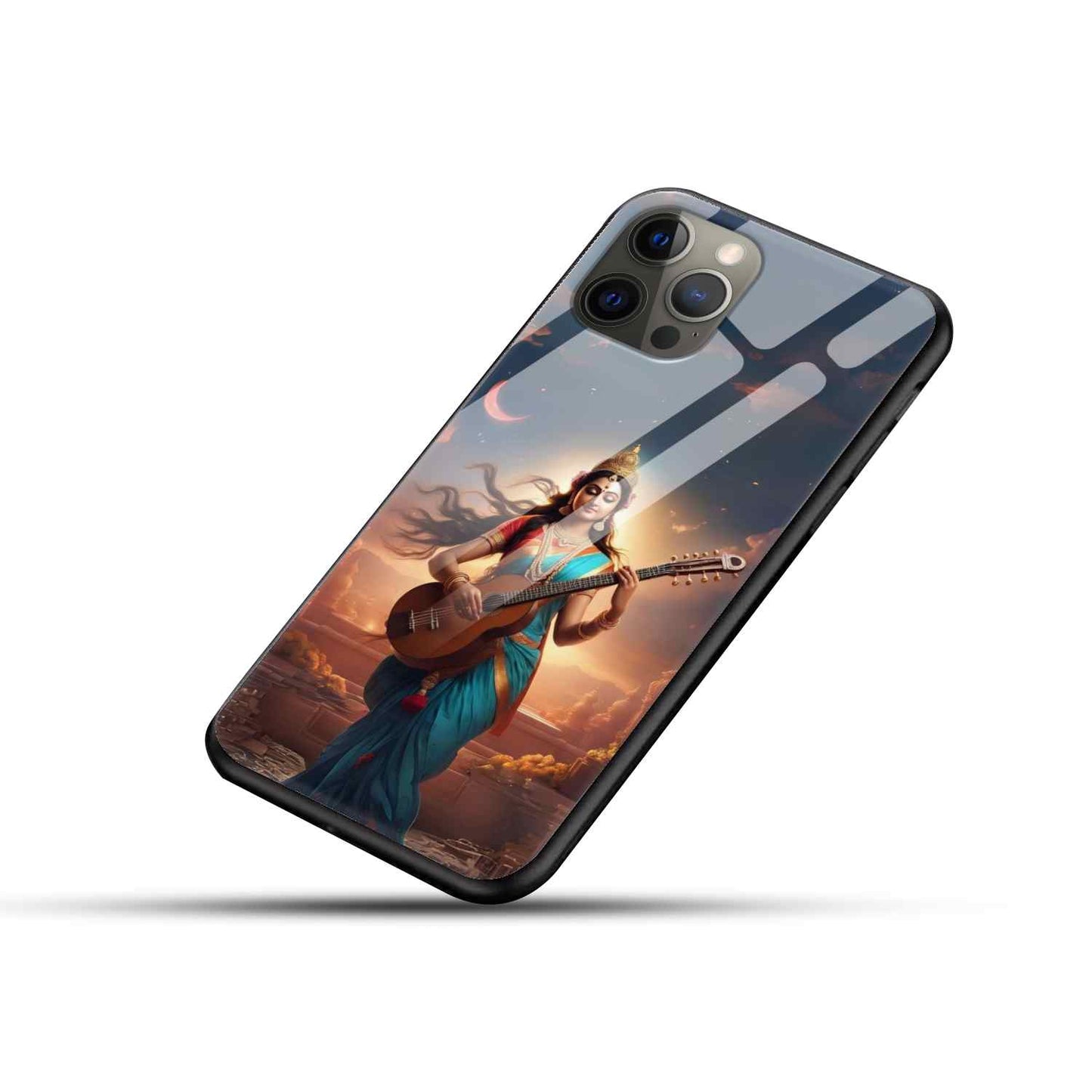 Saraswati Ji Glass Back Cover