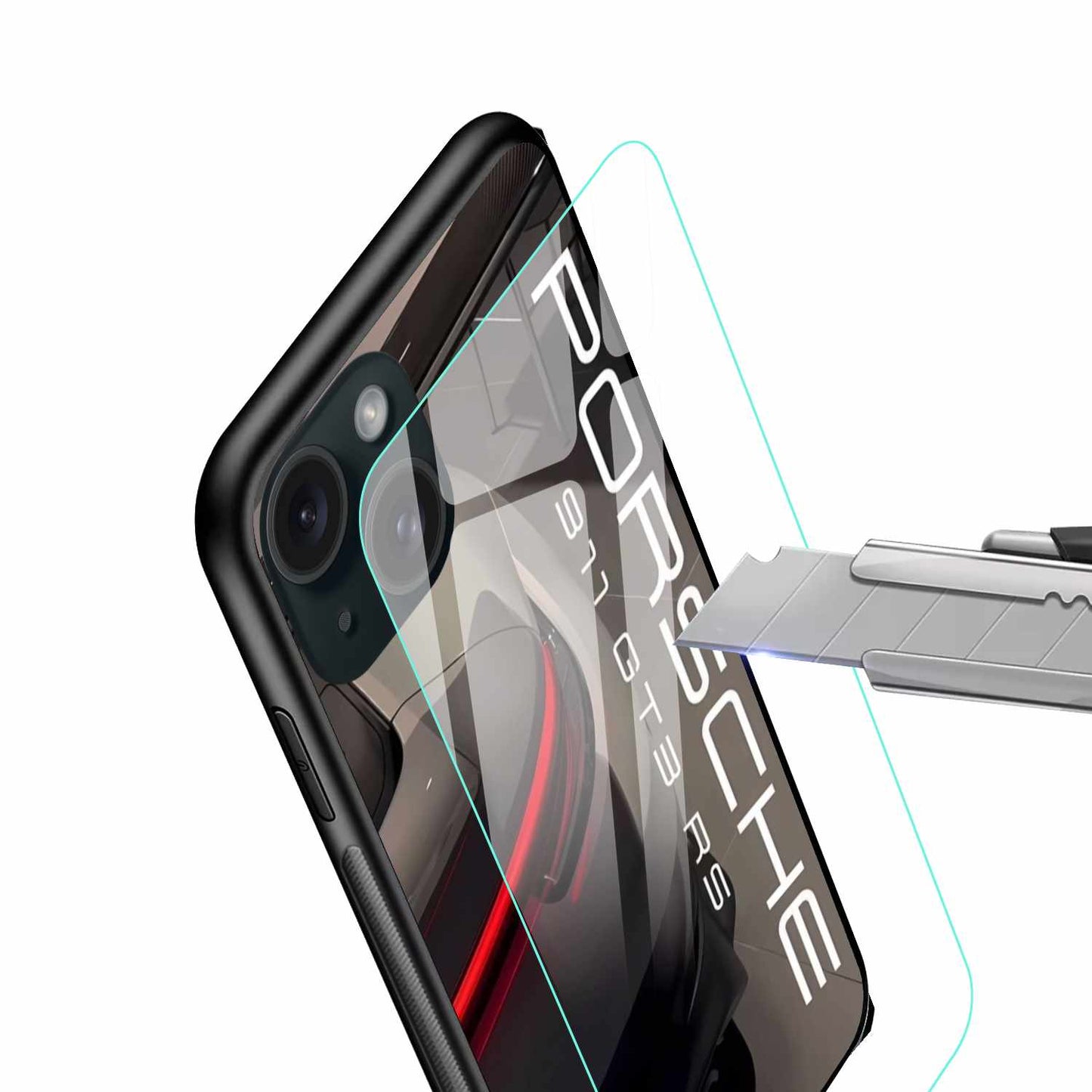 Porsche Glossy Original Glass Premium Back Cover