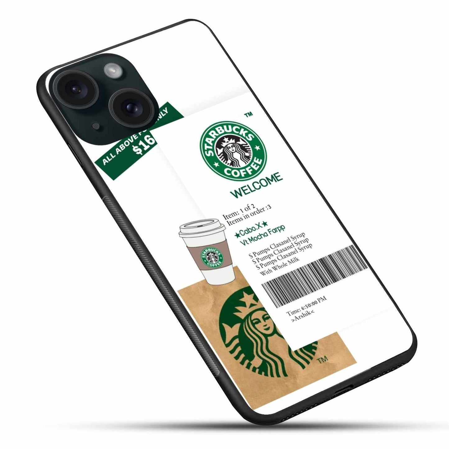 Starbucks Coffee Order Receipt Original Glass Cover