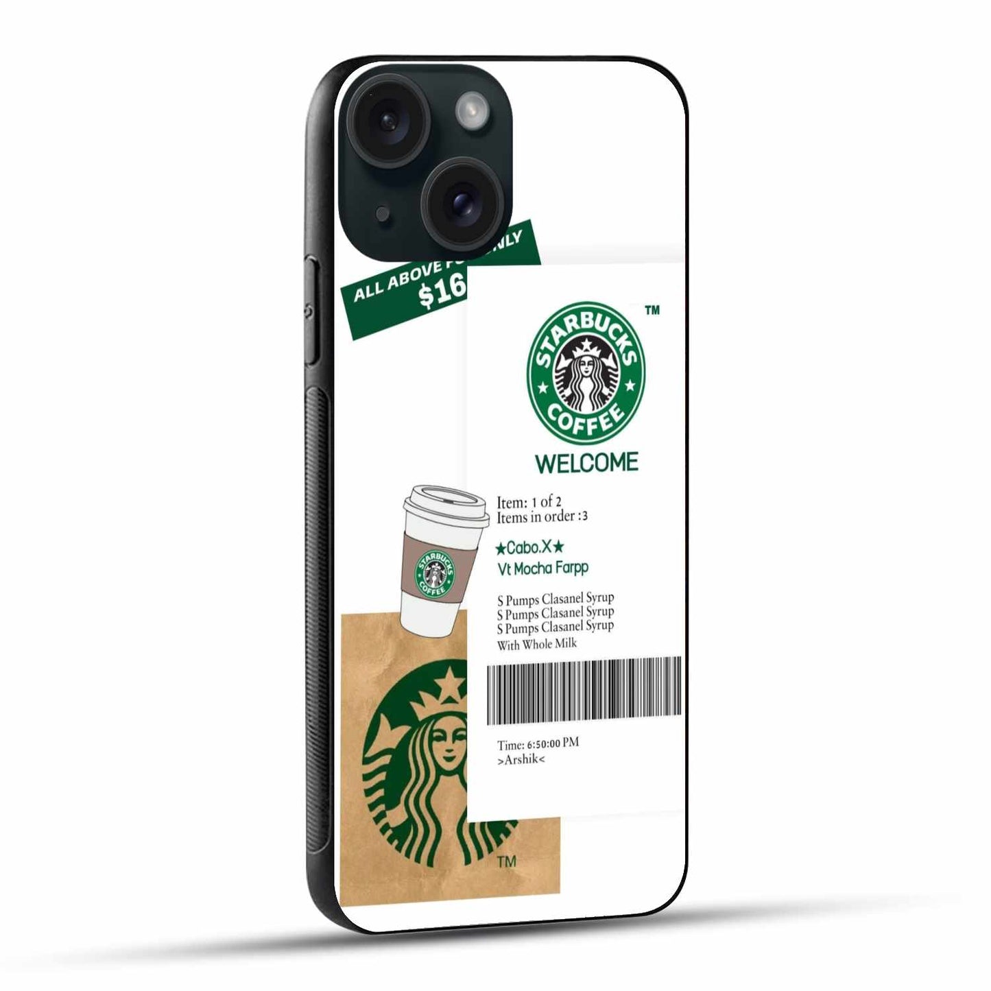Starbucks Coffee Order Receipt Original Glass Cover