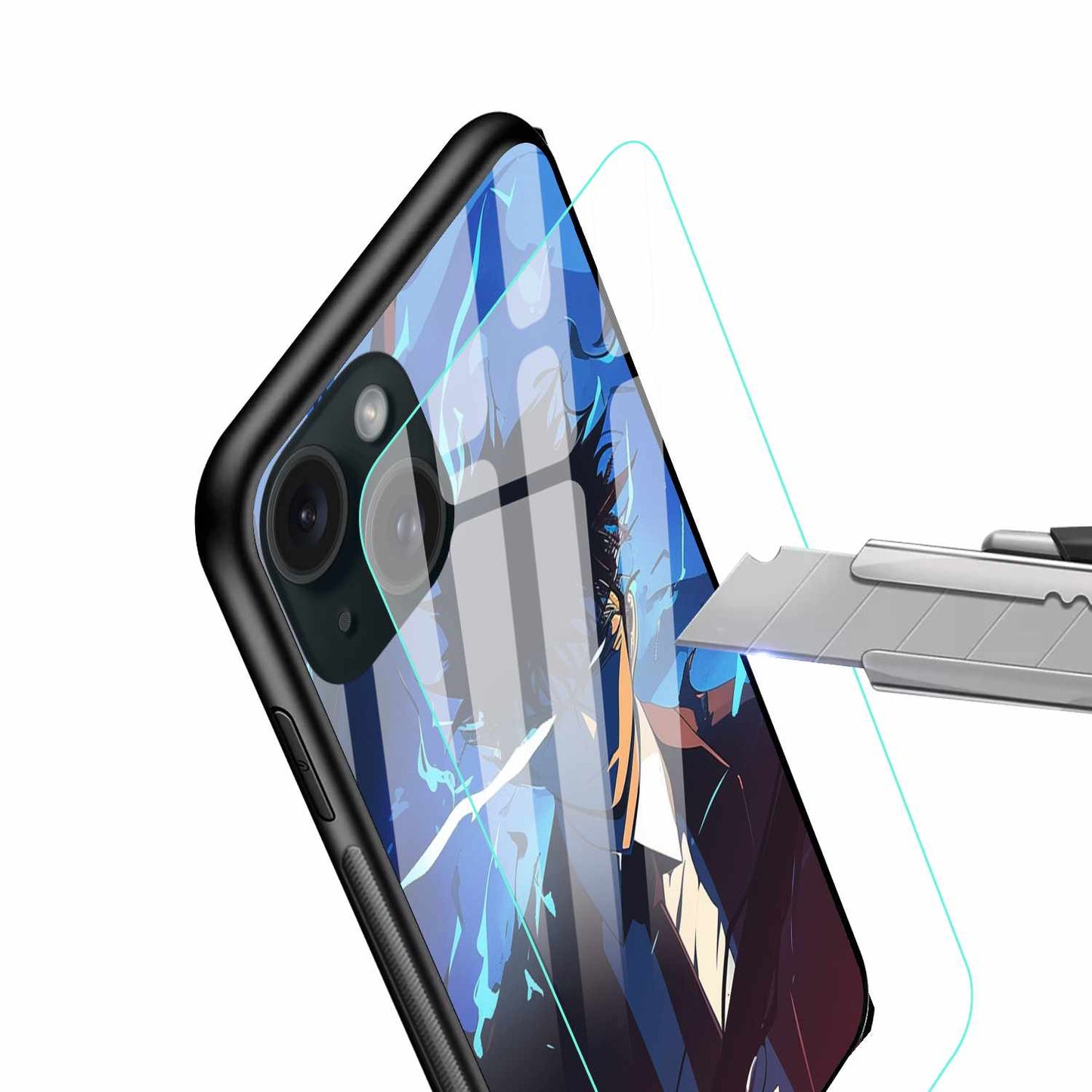 Blue Flame Warrior Anime iPhone Original Glass Cover