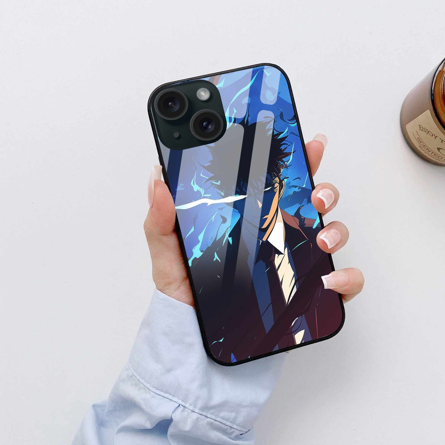 Blue Flame Warrior Anime iPhone Original Glass Cover