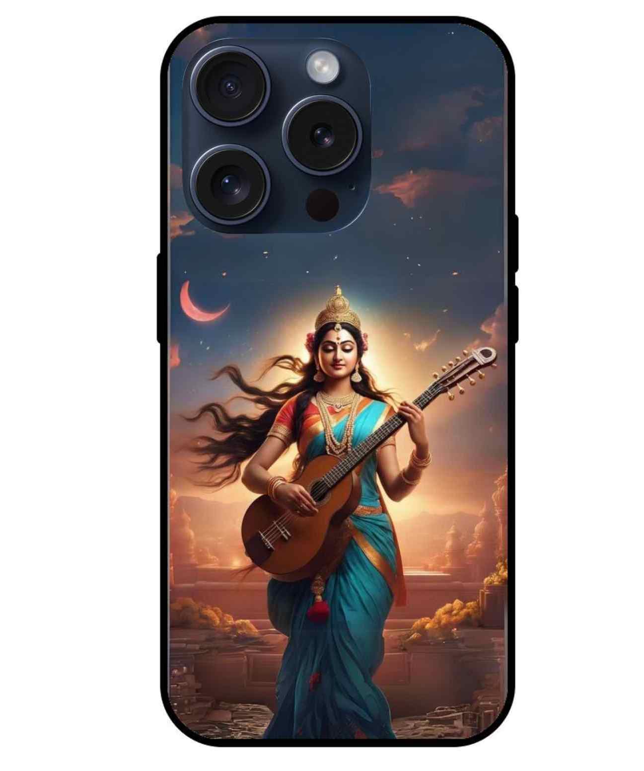 Saraswati Ji Glass Back Cover