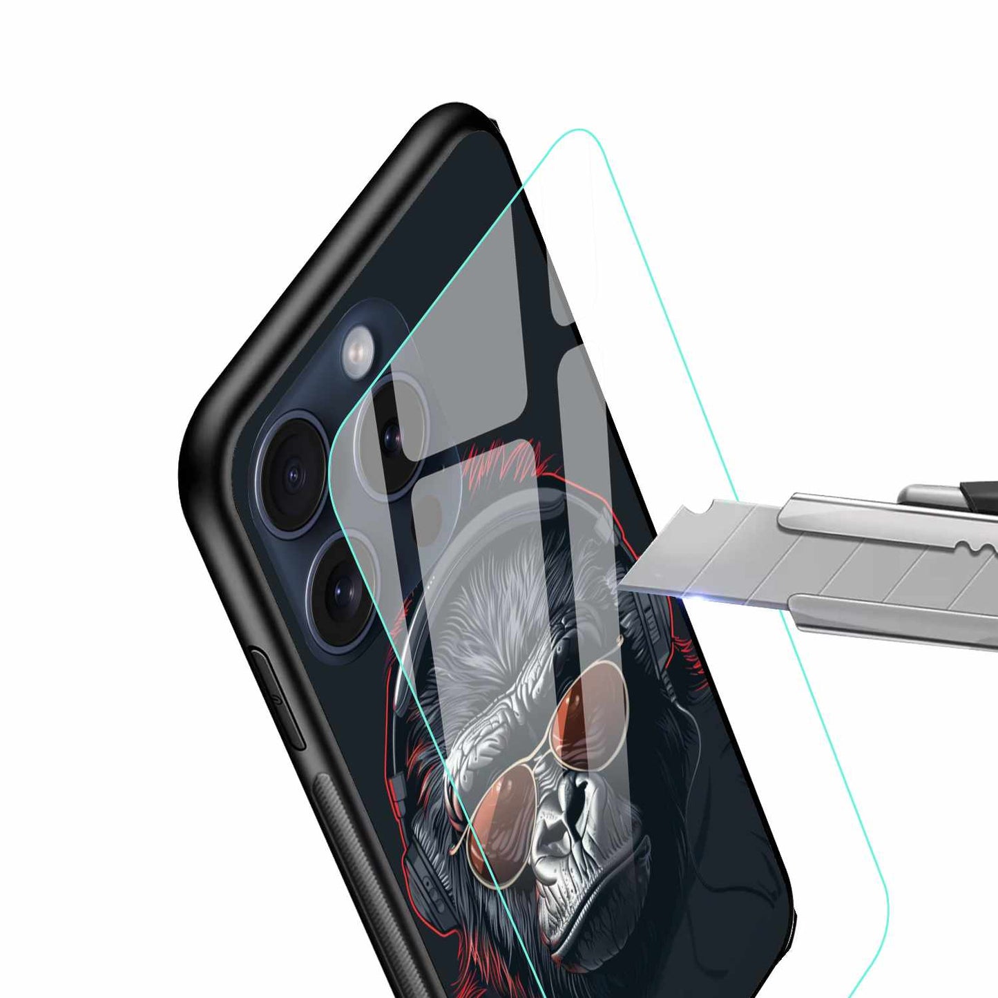 Gorilla With Glasses And Headphones Original Glass Cover
