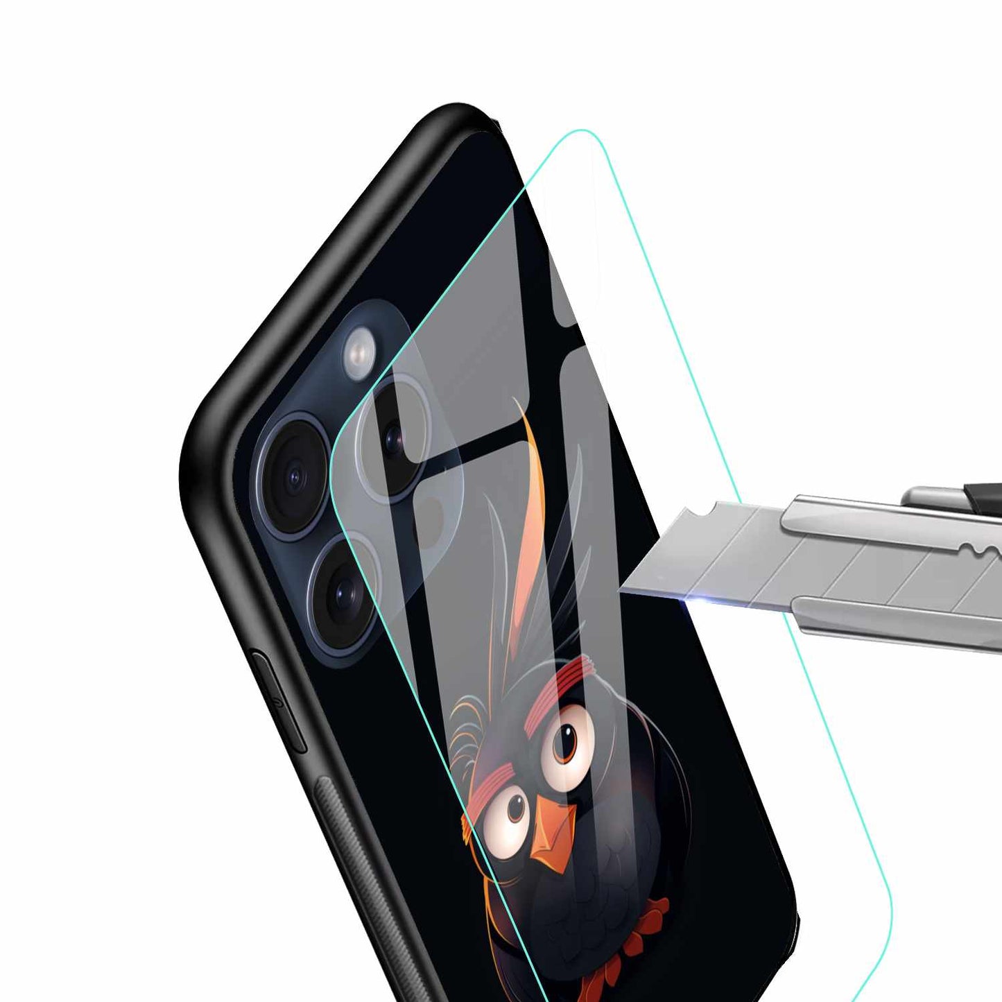 Angry Bird's Character Bomb Black Original Glass Cover