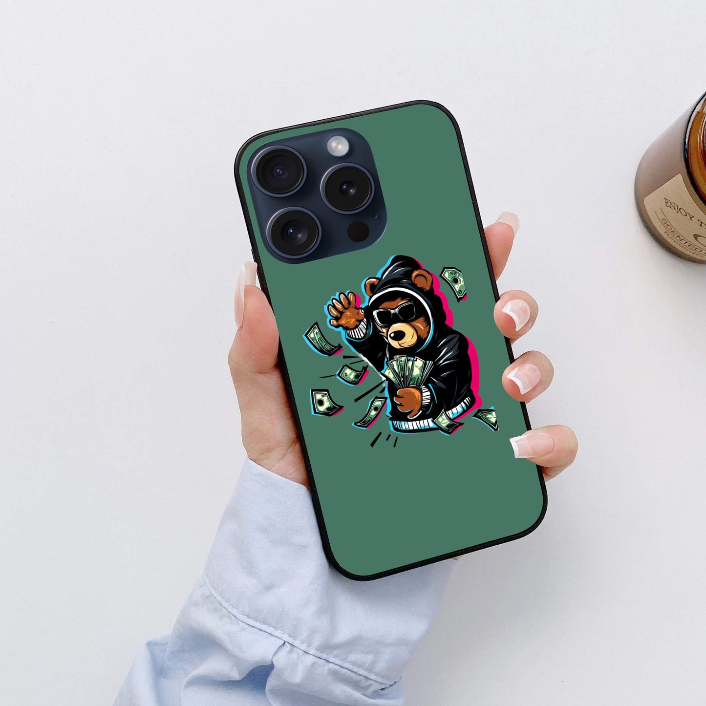 Teddy Bear Glossy Glass Back Cover