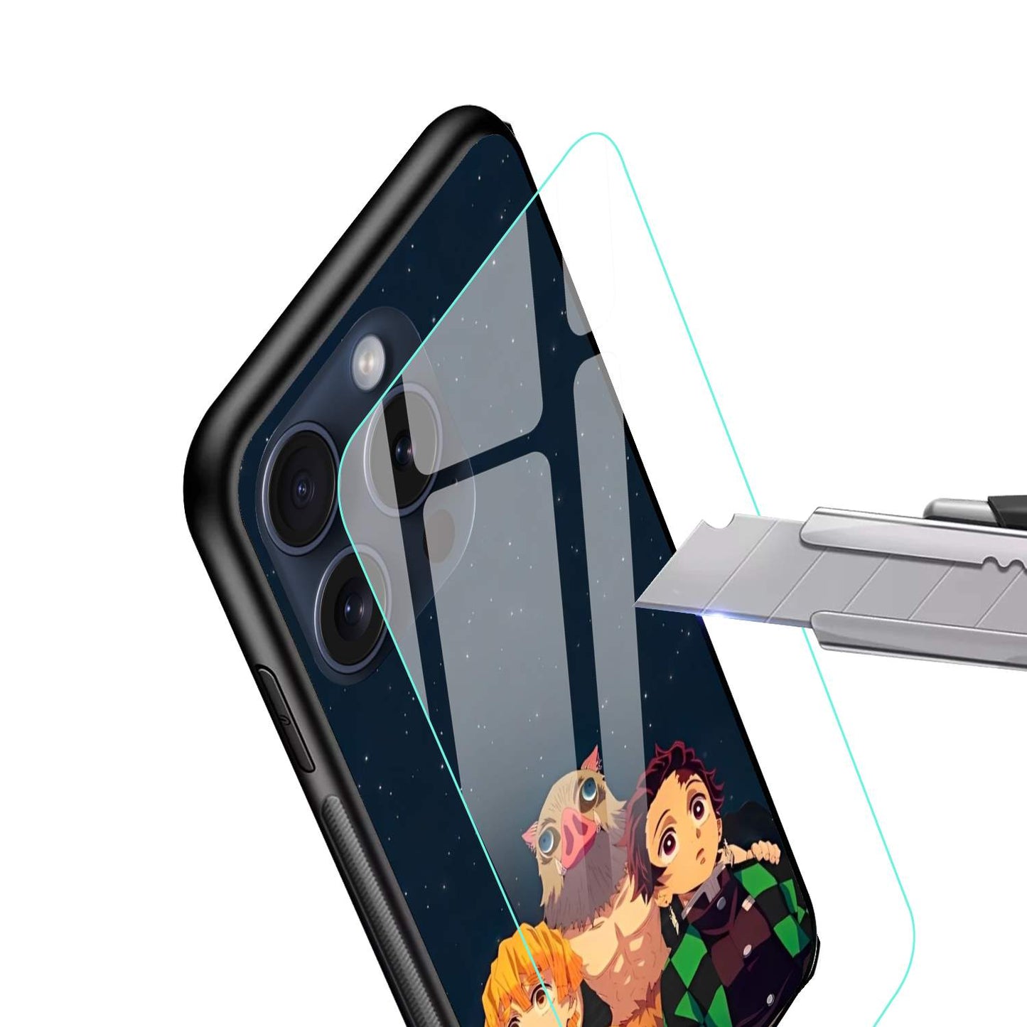 Inusuke tanjiro and zenetsu Demon Slayer Glossy Glass Back Cover