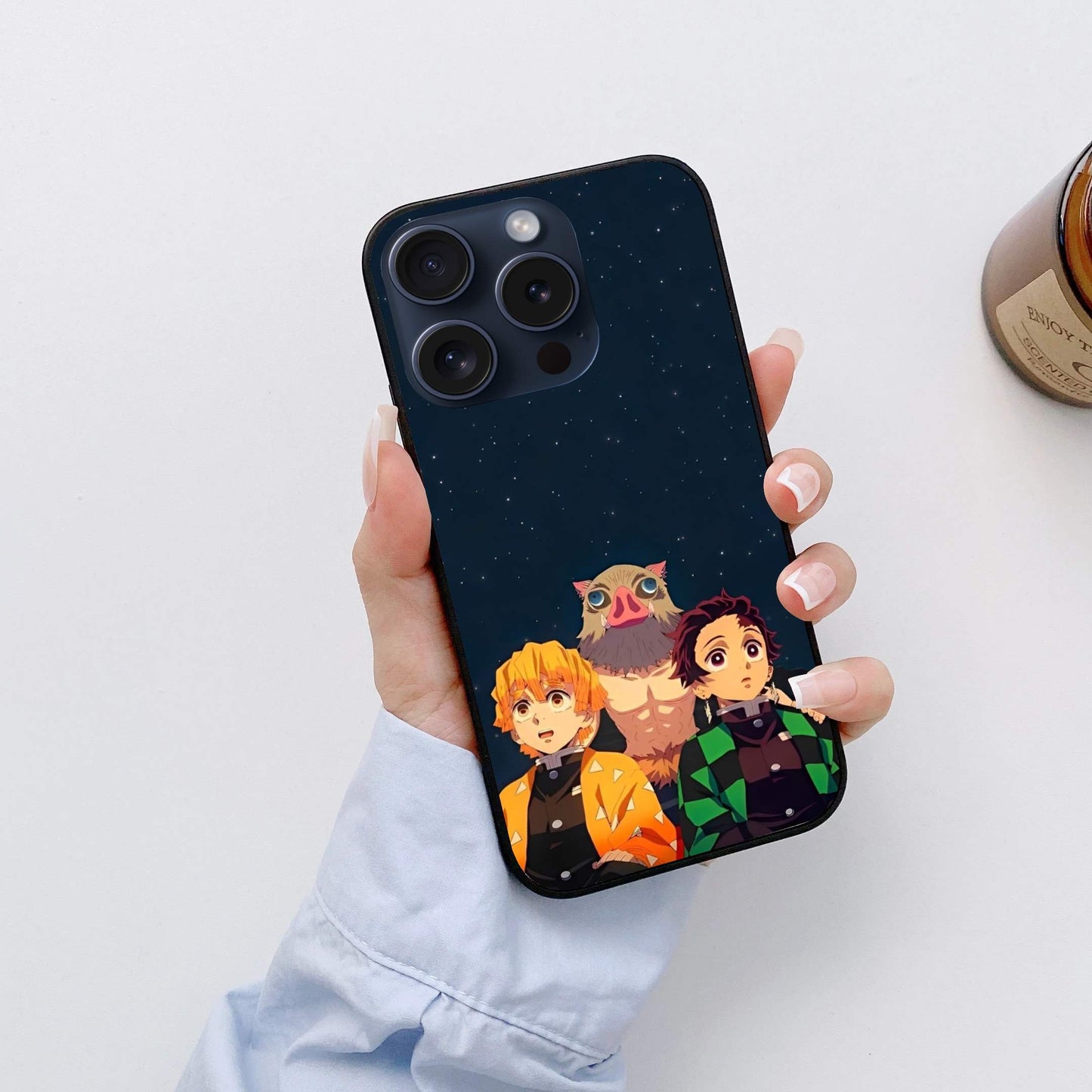 Inusuke tanjiro and zenetsu Demon Slayer Glossy Glass Back Cover