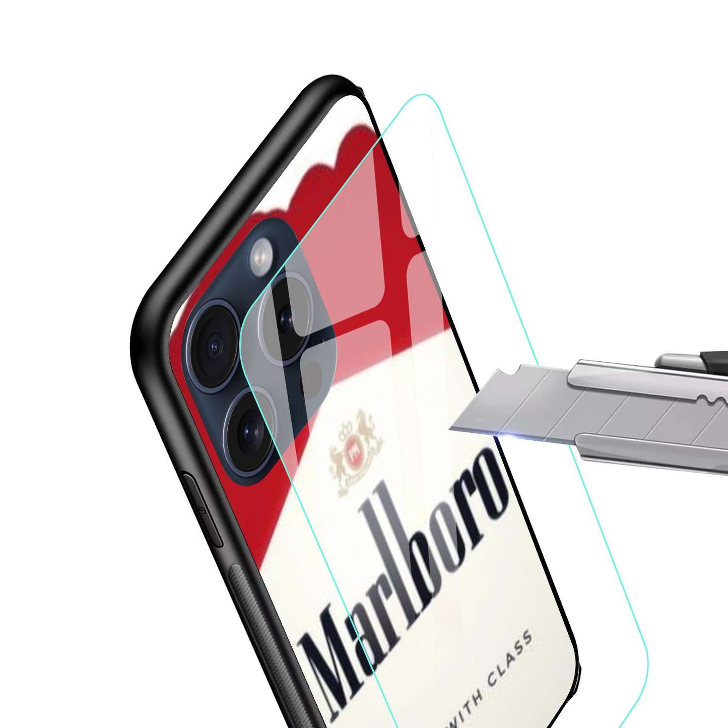 Marlboro Aesthetic Original Glass Glossy Finish Back Cover