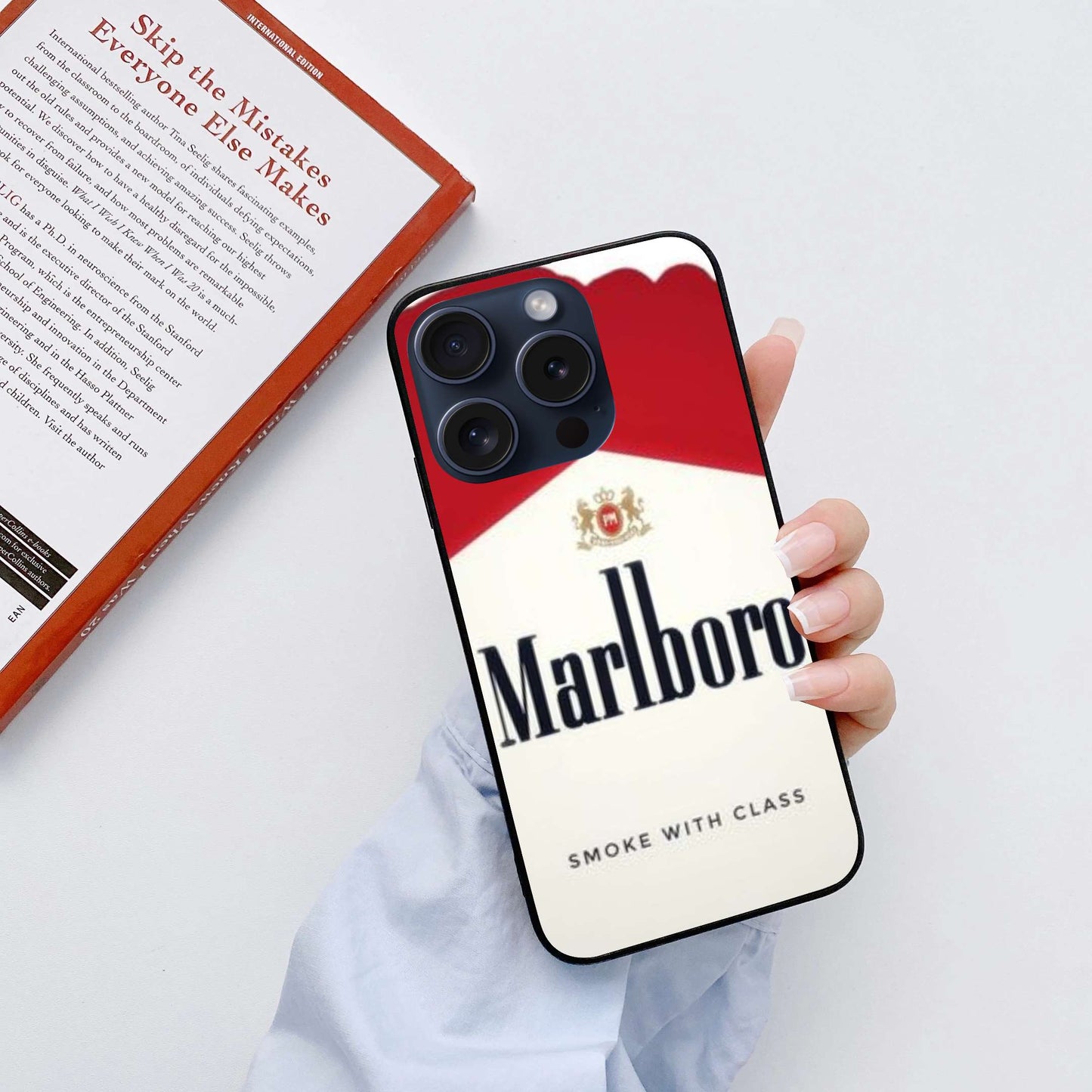 Marlboro Aesthetic Original Glass Glossy Finish Back Cover