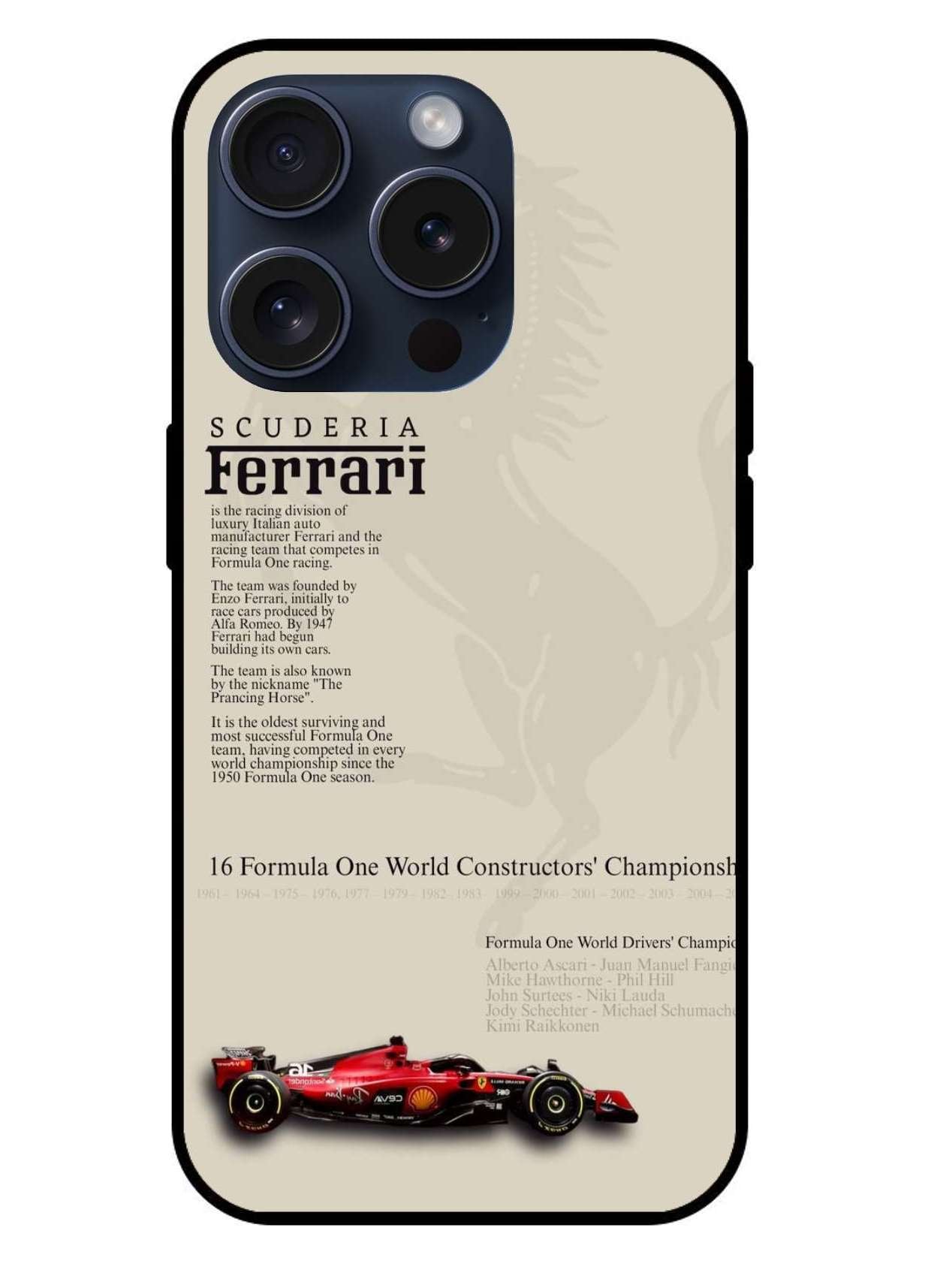Ferrari Aesthetic Original Glass Glossy Finish Back Cover