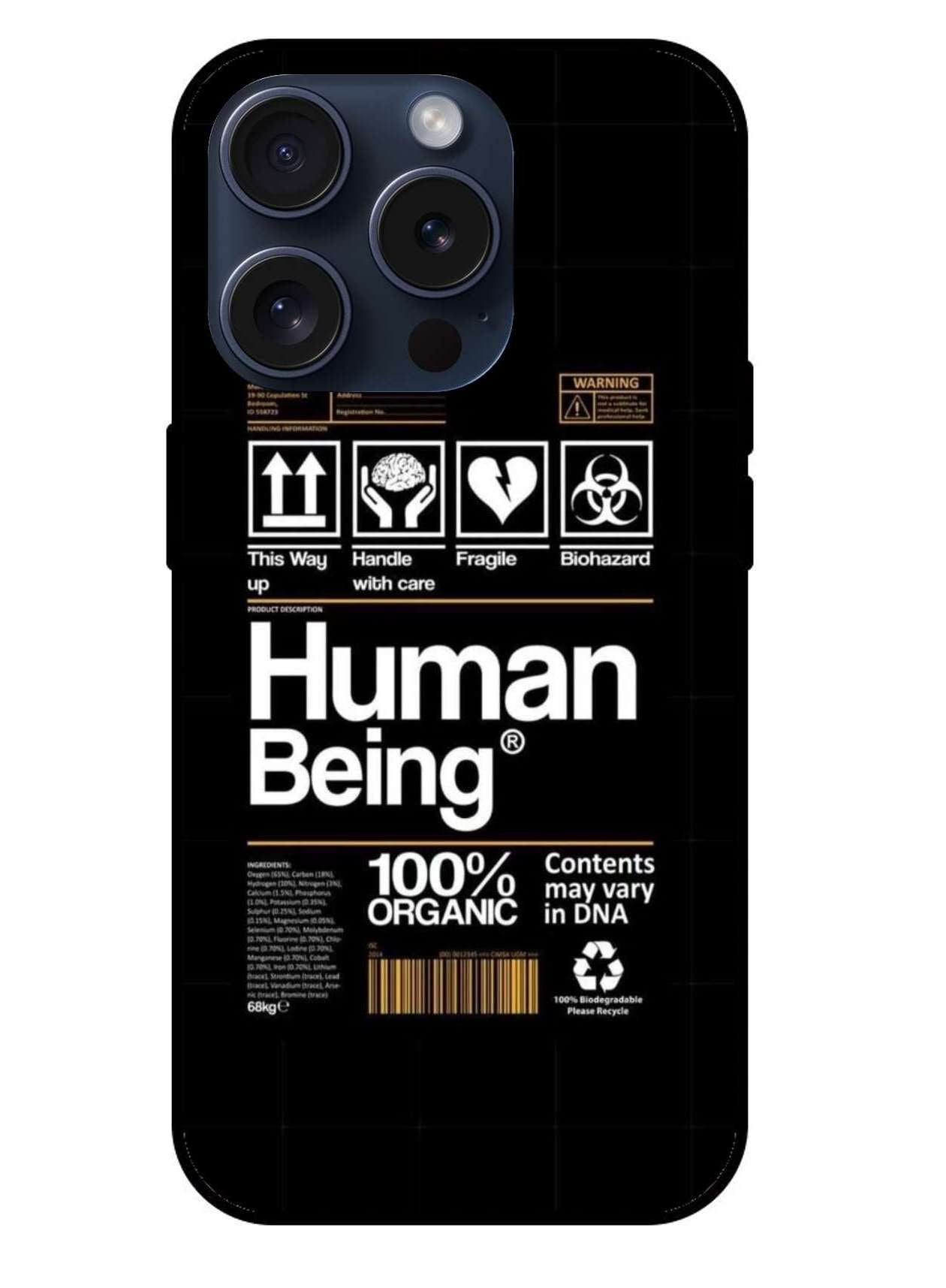 Being Human Aesthetic Original Glass Glossy Finish Back Cover