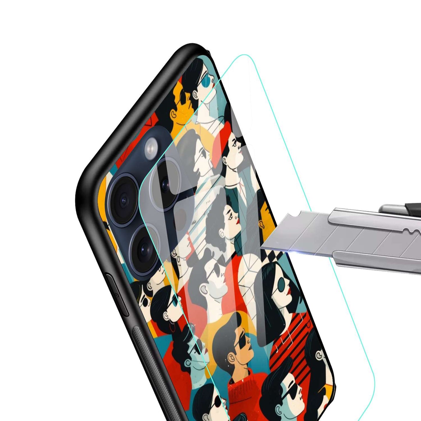 Trippy People Colorful Original Glass Glossy Finish Back Cover