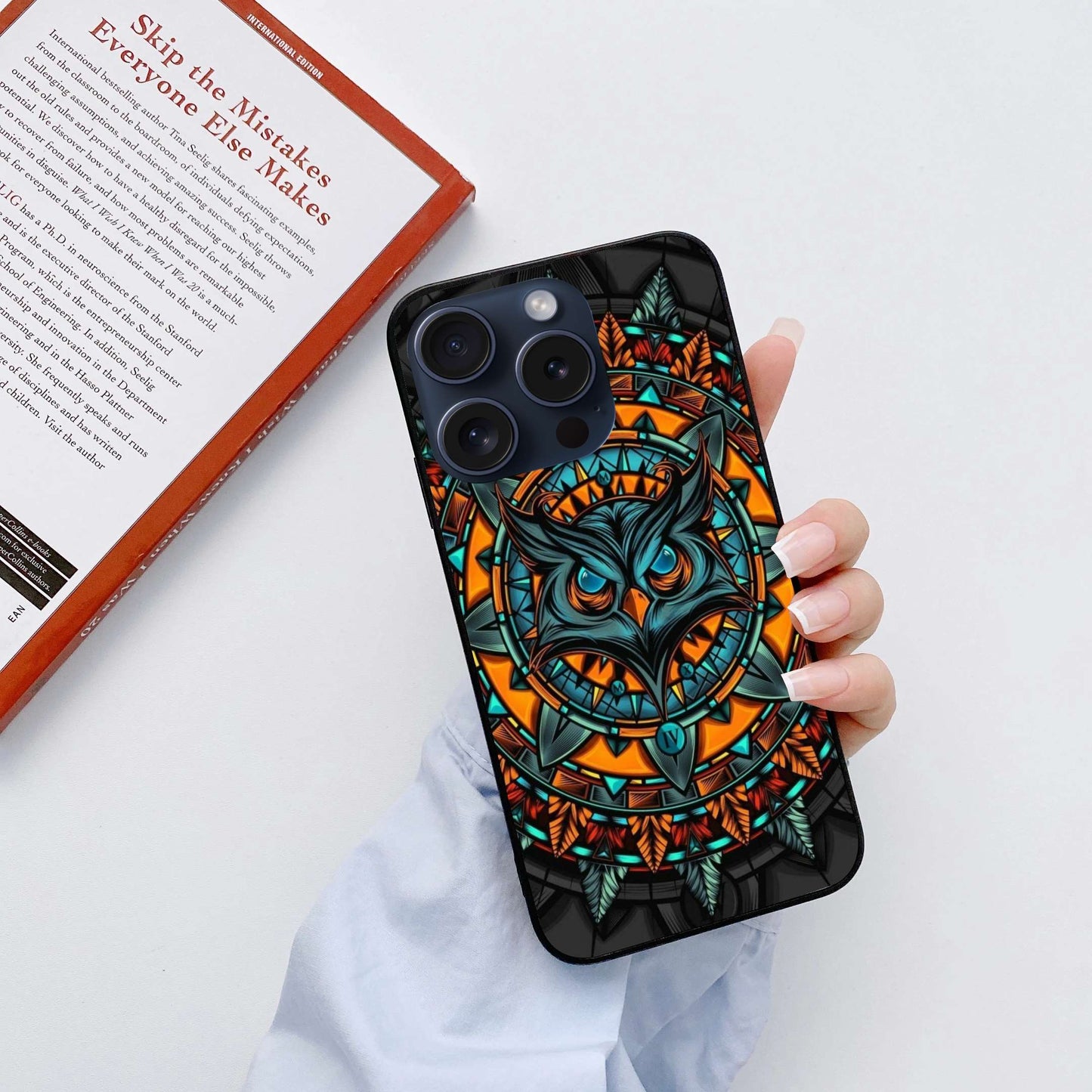 Owl design Original Glass Glossy Finish Back Cover