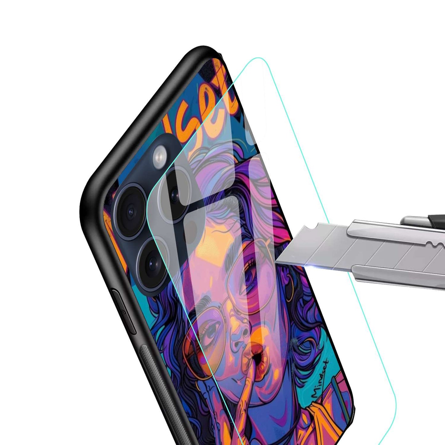 Trippy girl Colorful Original Glass Glossy Finish Back Cover