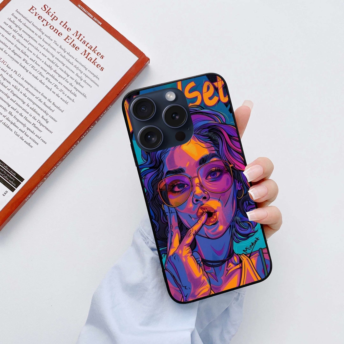 Trippy girl Colorful Original Glass Glossy Finish Back Cover