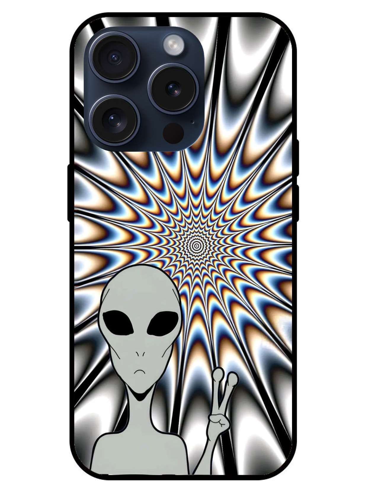 Trippy Alien Original Glass Glossy Finish Back Cover