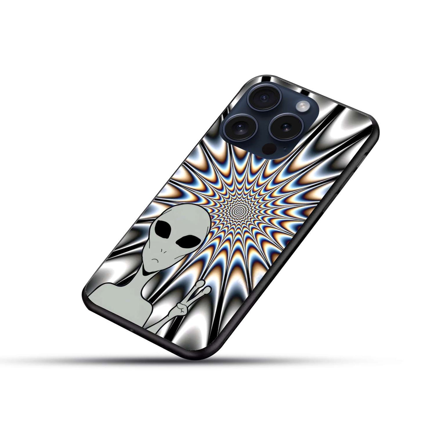 Trippy Alien Original Glass Glossy Finish Back Cover