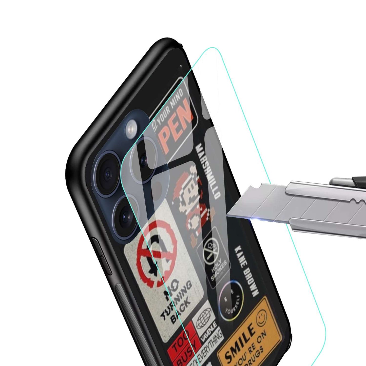 Stickers Aesthetic Original Glass Glossy Finish Back Cover
