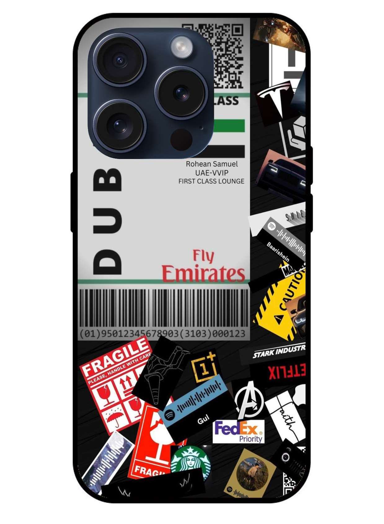 Fly emirates Aesthetic Original Glass Glossy Finish Back Cover