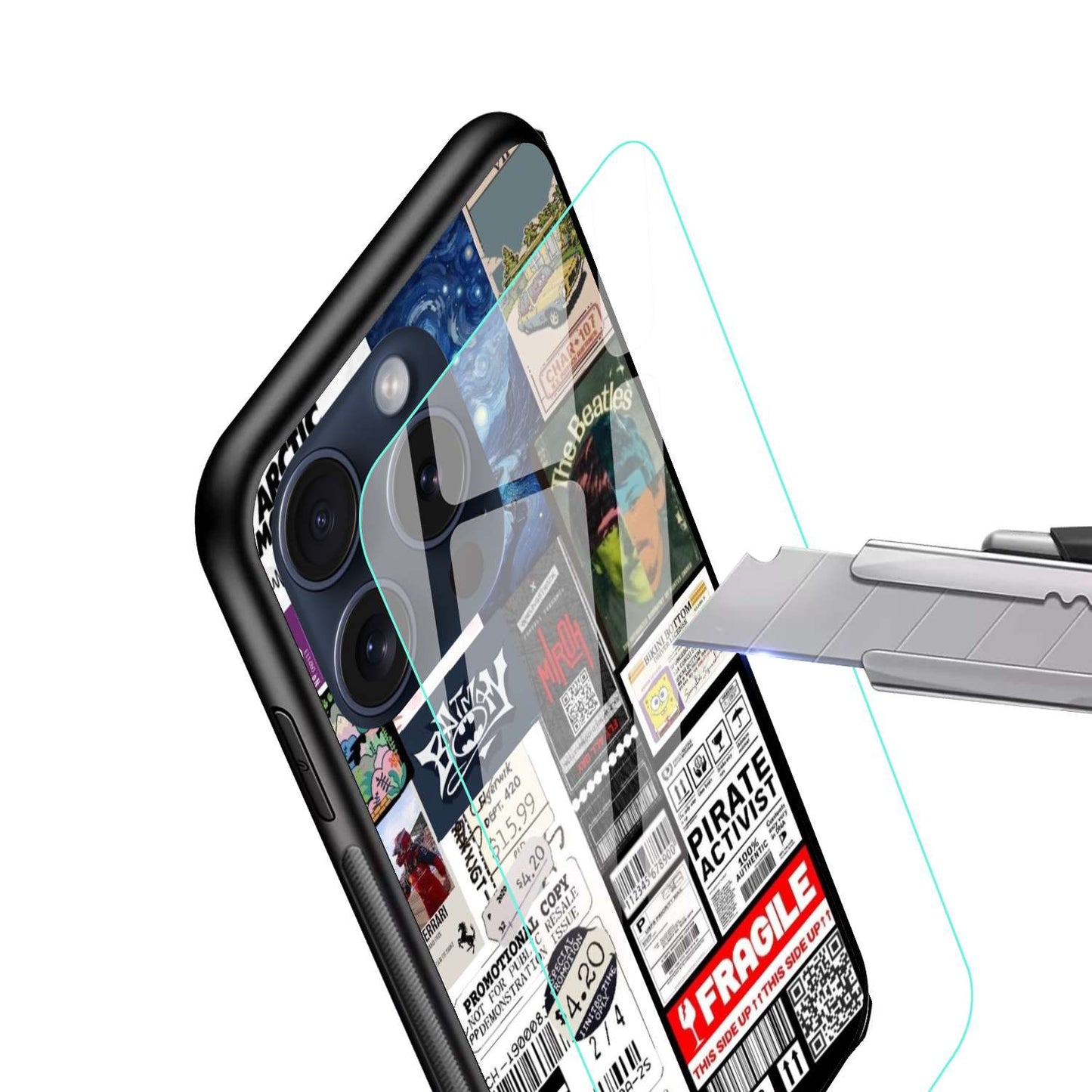 Sticker Aesthetic Original Glass Glossy Finish Back Cover
