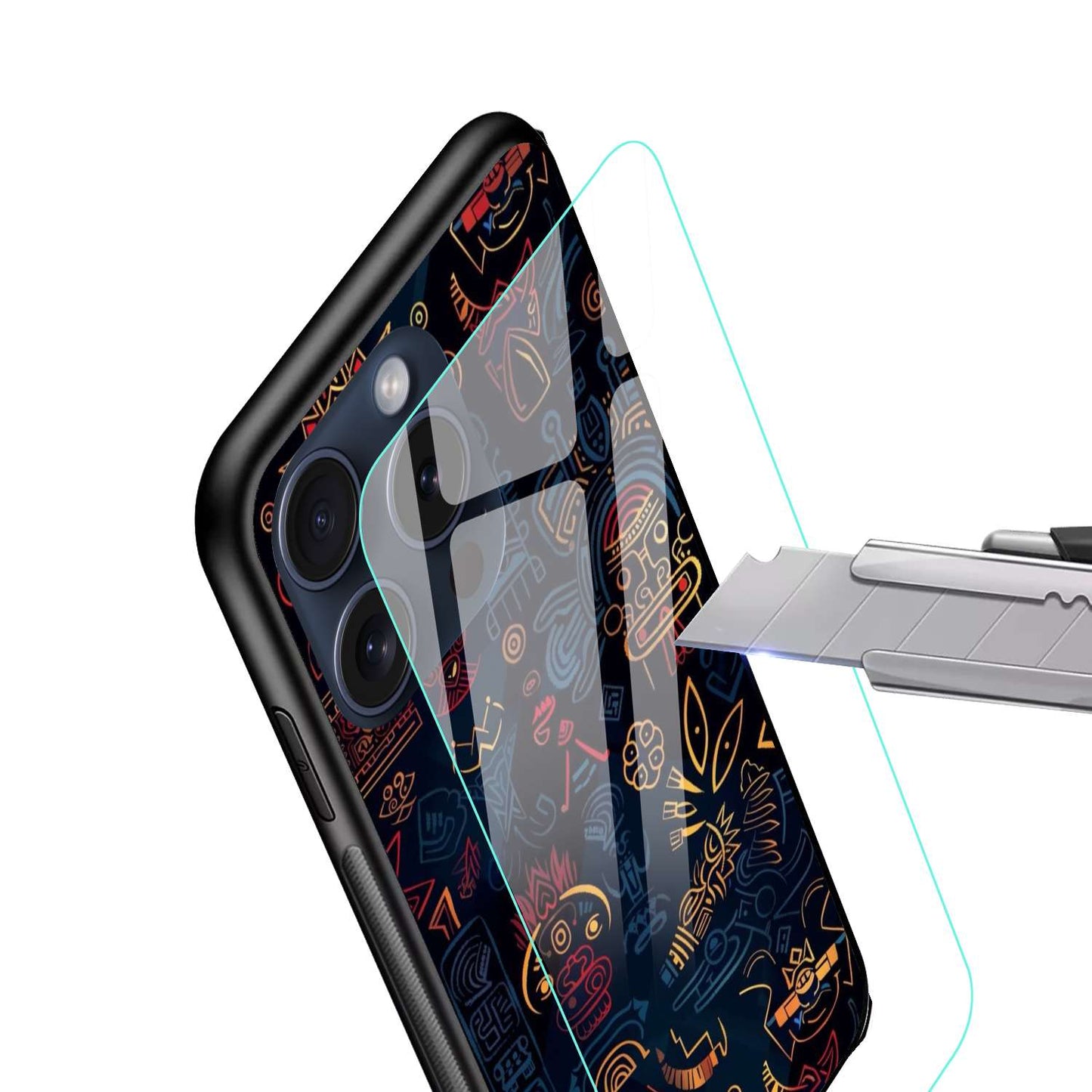 colorful design Original Glass Glossy Finish Back Cover