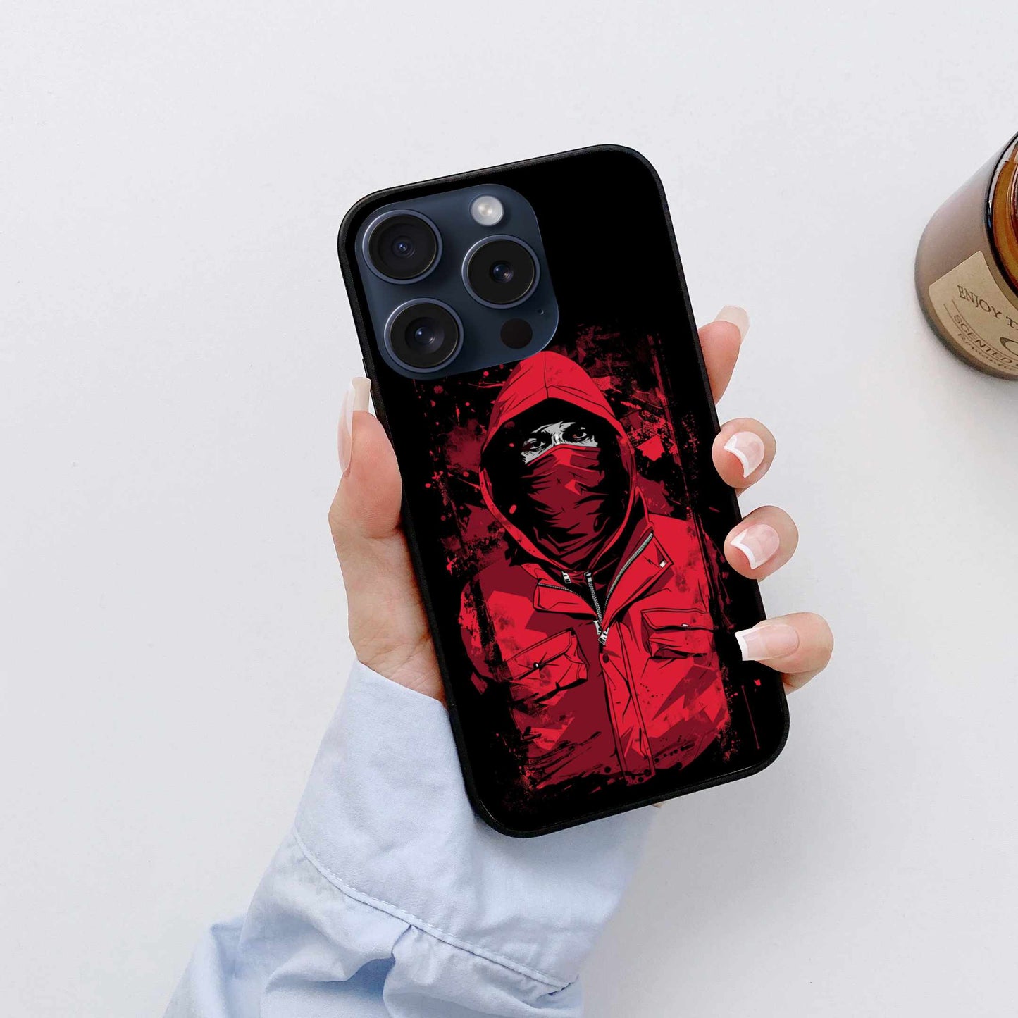 Man in red Hood Printed Original Glass Cover