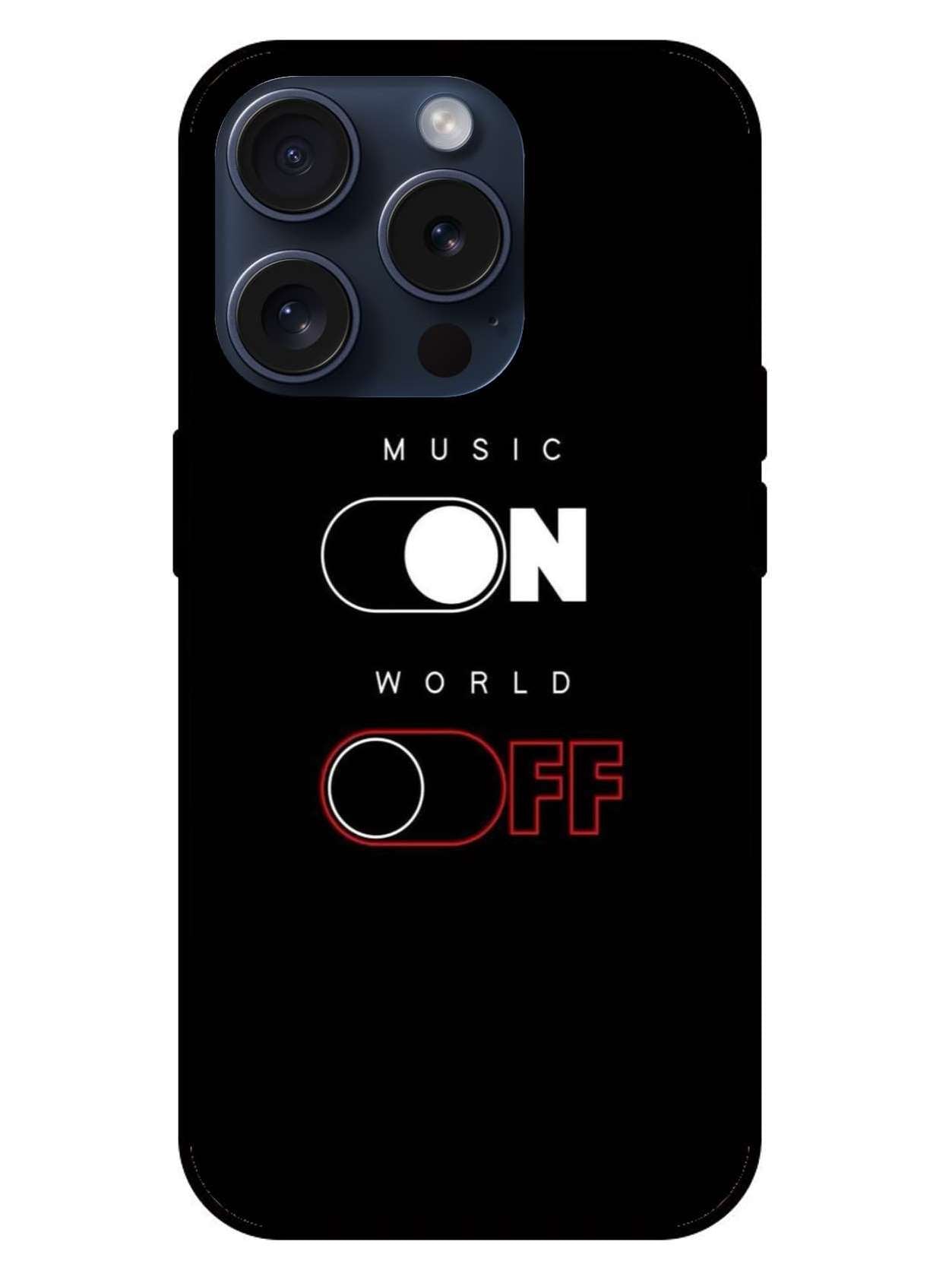 Music ON World OFF Original Glass Glossy Finish Back Cover