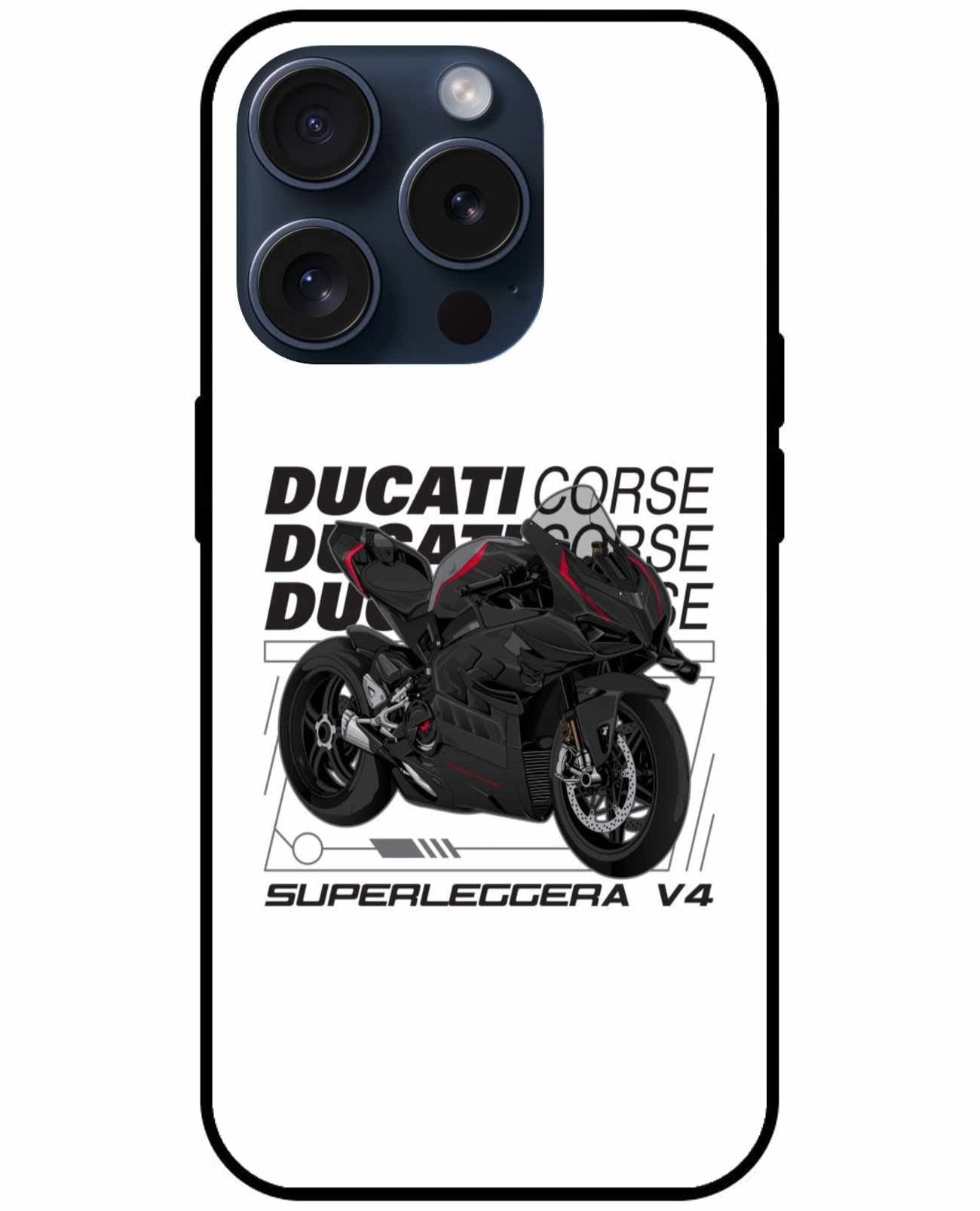 Ducati Superleggera V4 Original Glass Cover – Sleek Black Sportbike with Corse Graphics
