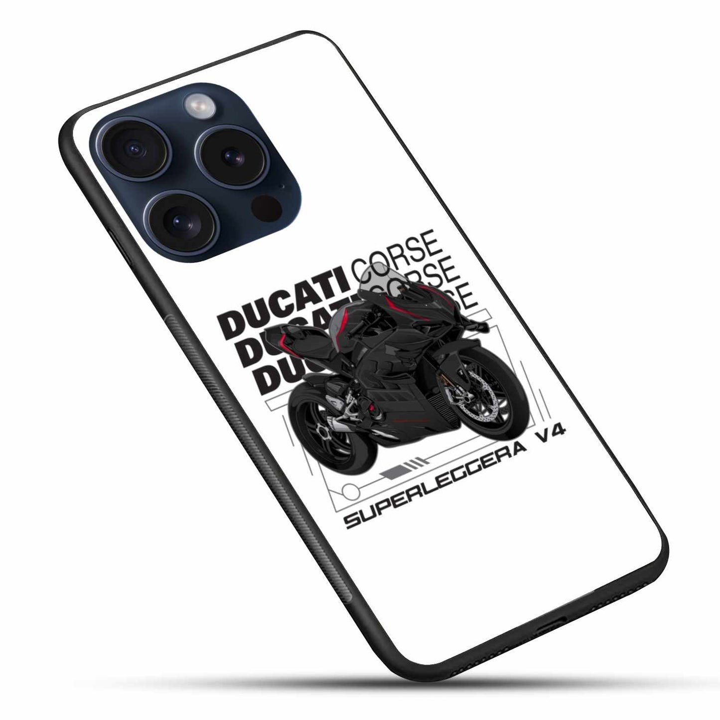 Ducati Superleggera V4 Original Glass Cover – Sleek Black Sportbike with Corse Graphics