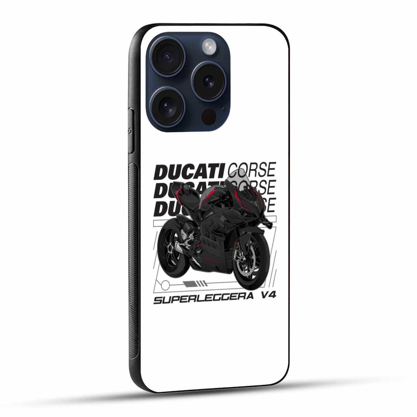 Ducati Superleggera V4 Original Glass Cover – Sleek Black Sportbike with Corse Graphics