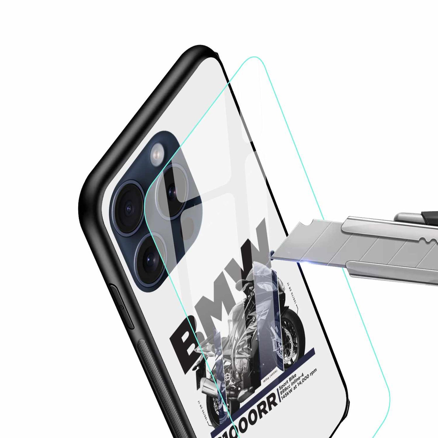 BMW S1000RR Motorcycle – Minimalist White Performance Style Original Glass Cover
