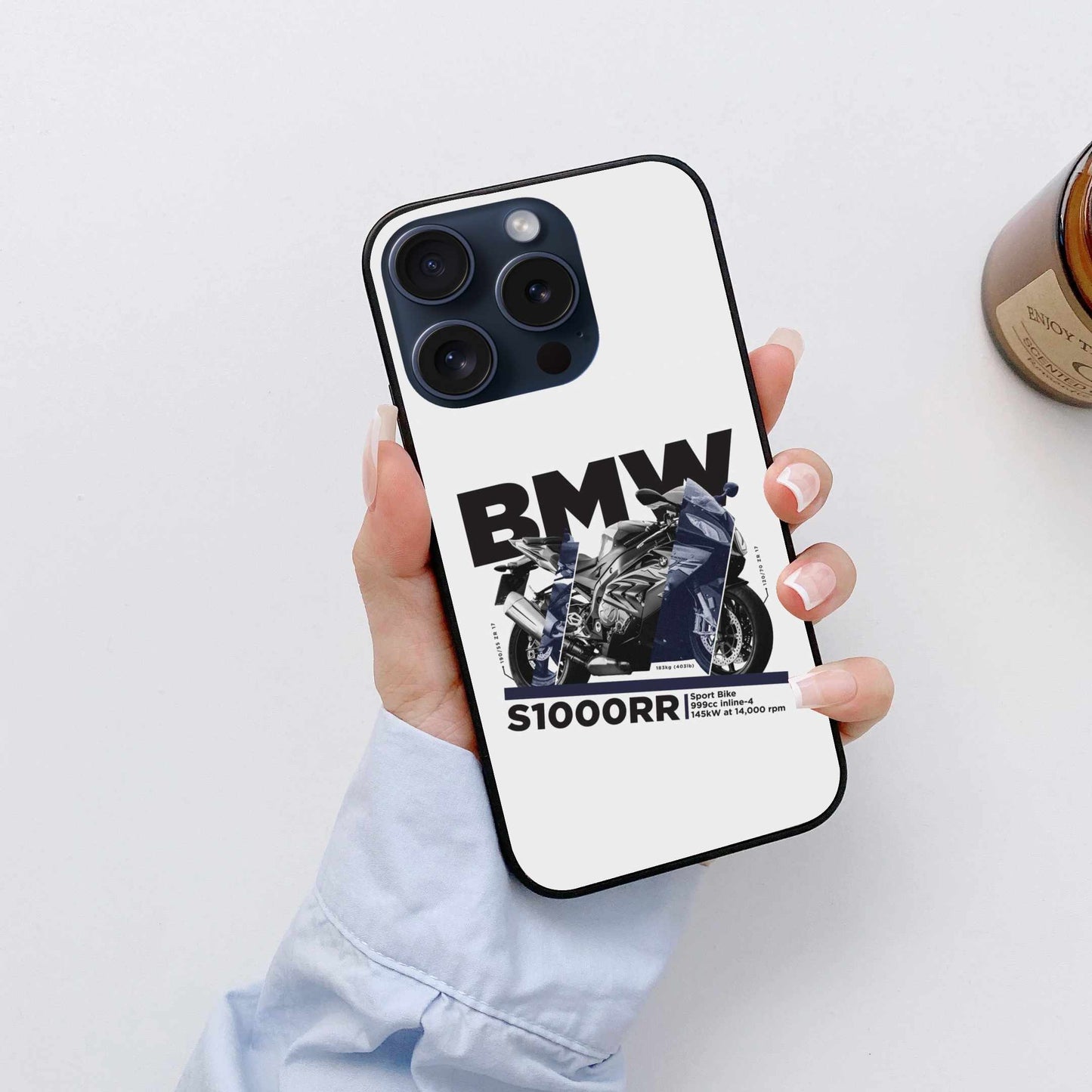 BMW S1000RR Motorcycle – Minimalist White Performance Style Original Glass Cover