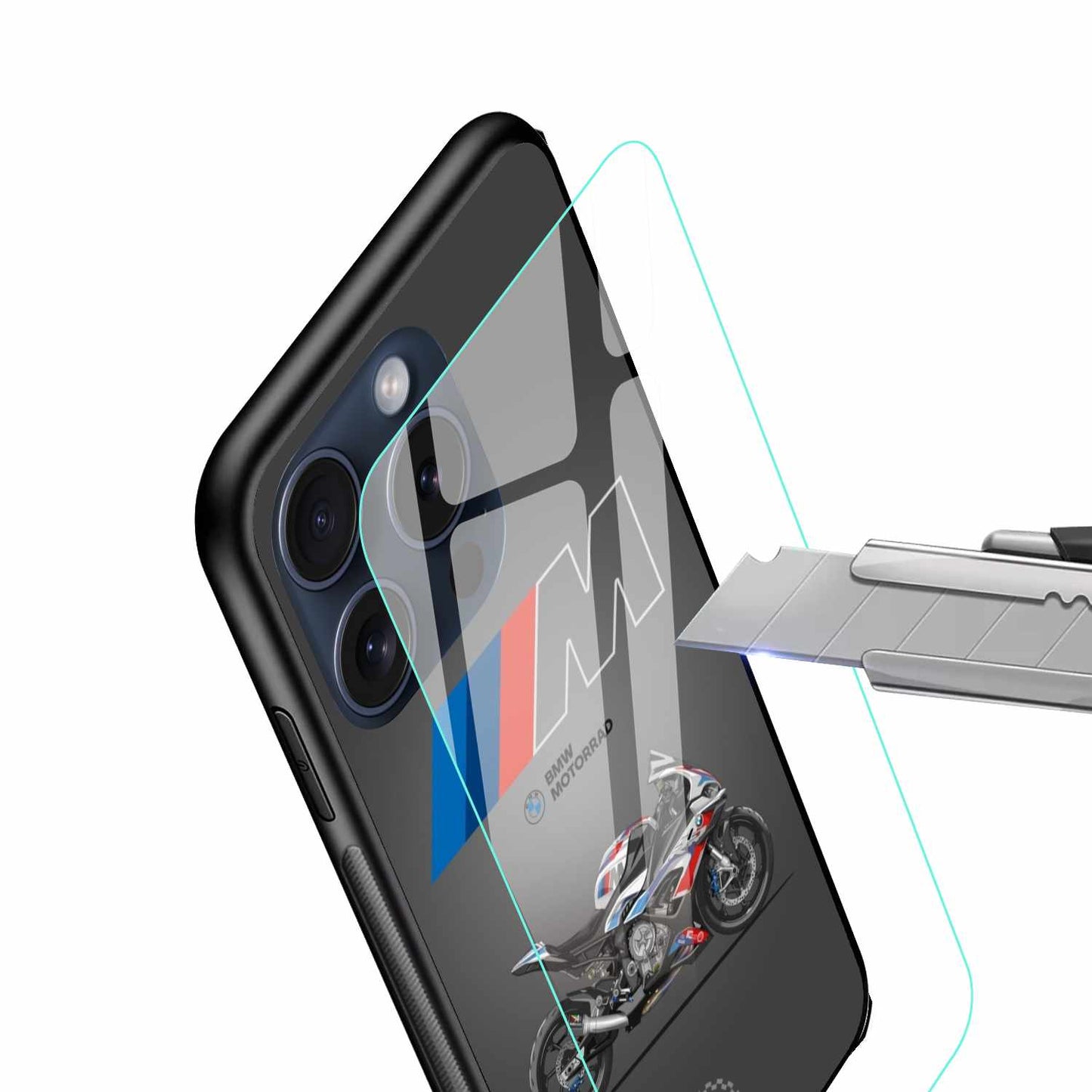 BMW Motorrad M Series Sportbike – Sleek Black Moto Design Original Glass Cover