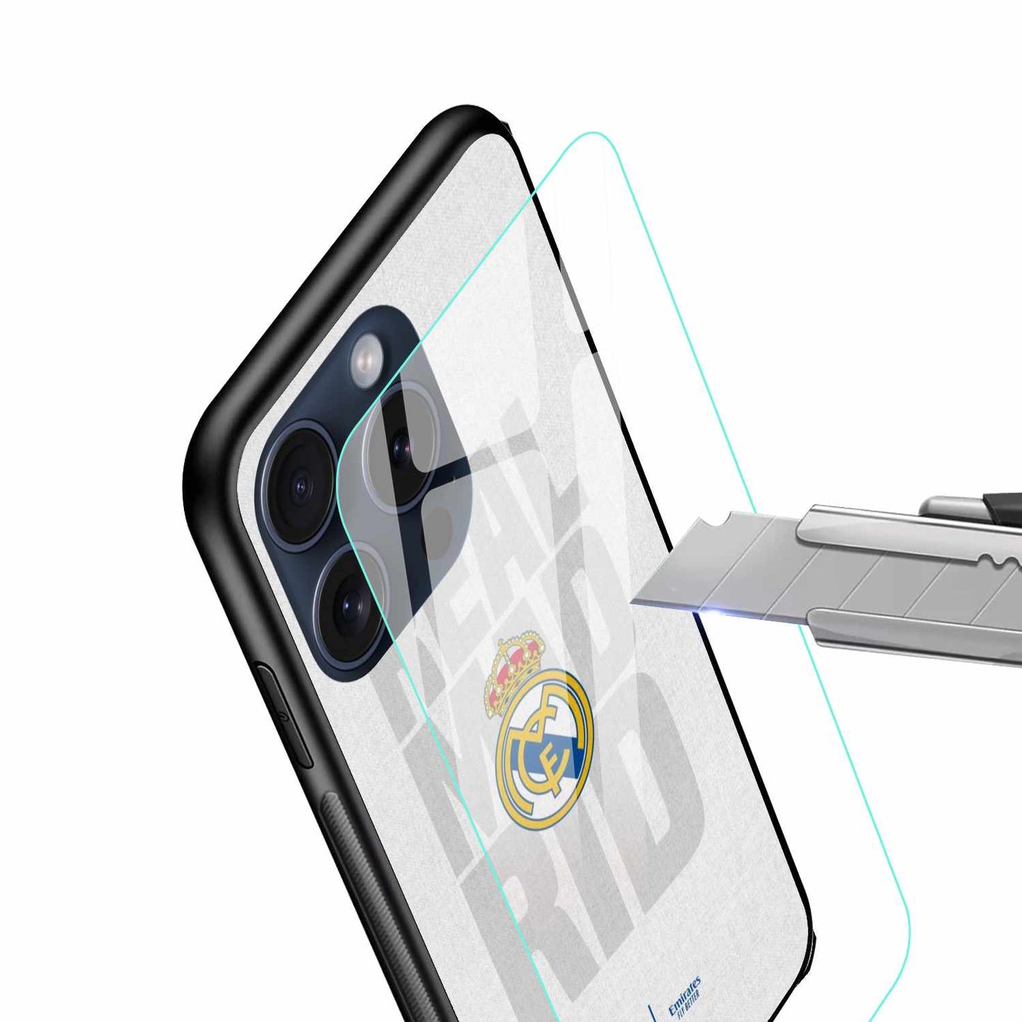 REAL MADRID FC Stripe Logo Original Glass Cover