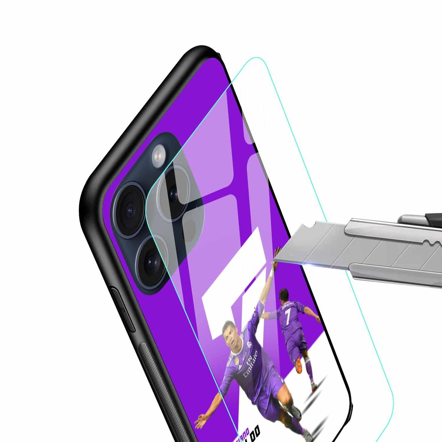 Cristiano Ronaldo Purple White Original Glass Cover