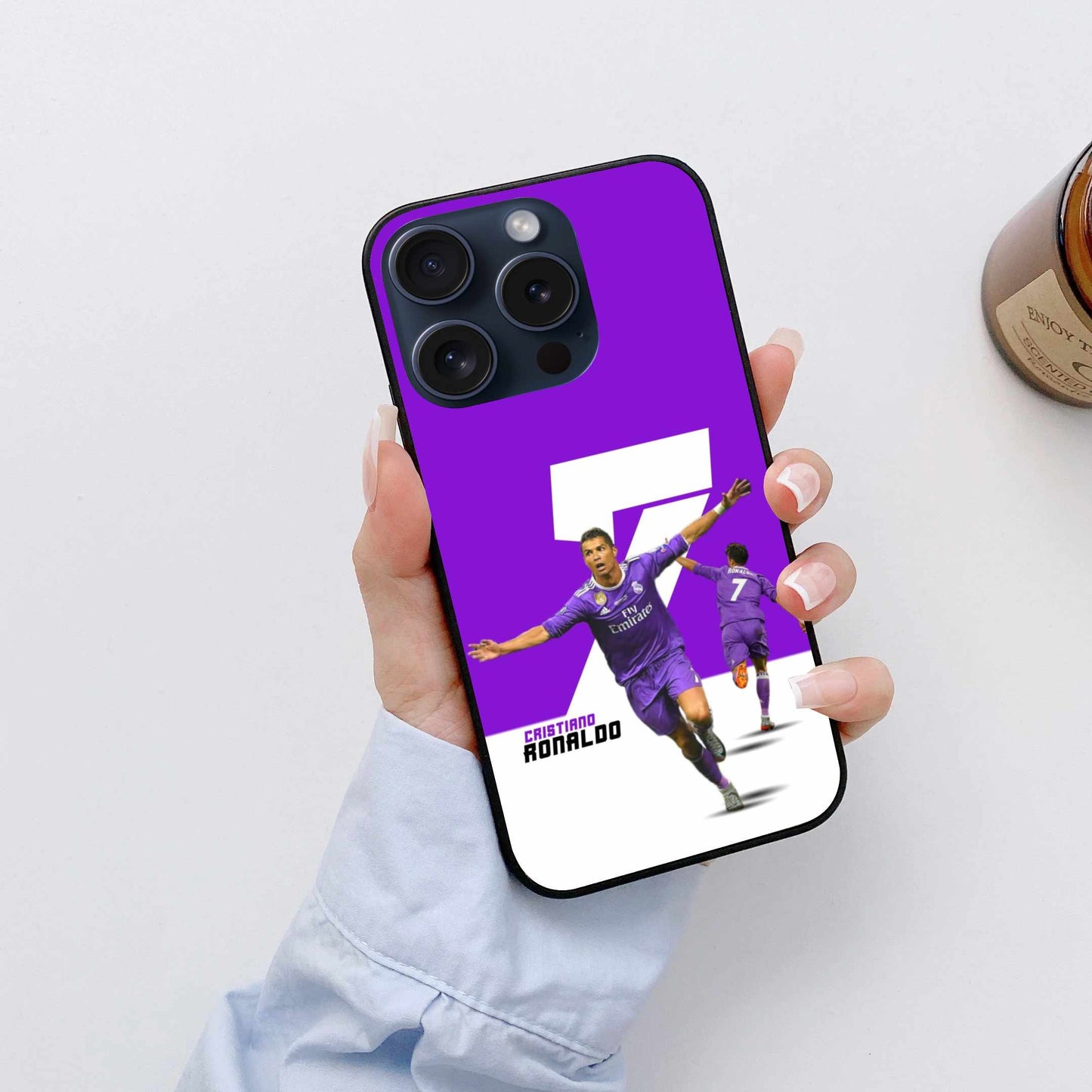 Cristiano Ronaldo Purple White Original Glass Cover