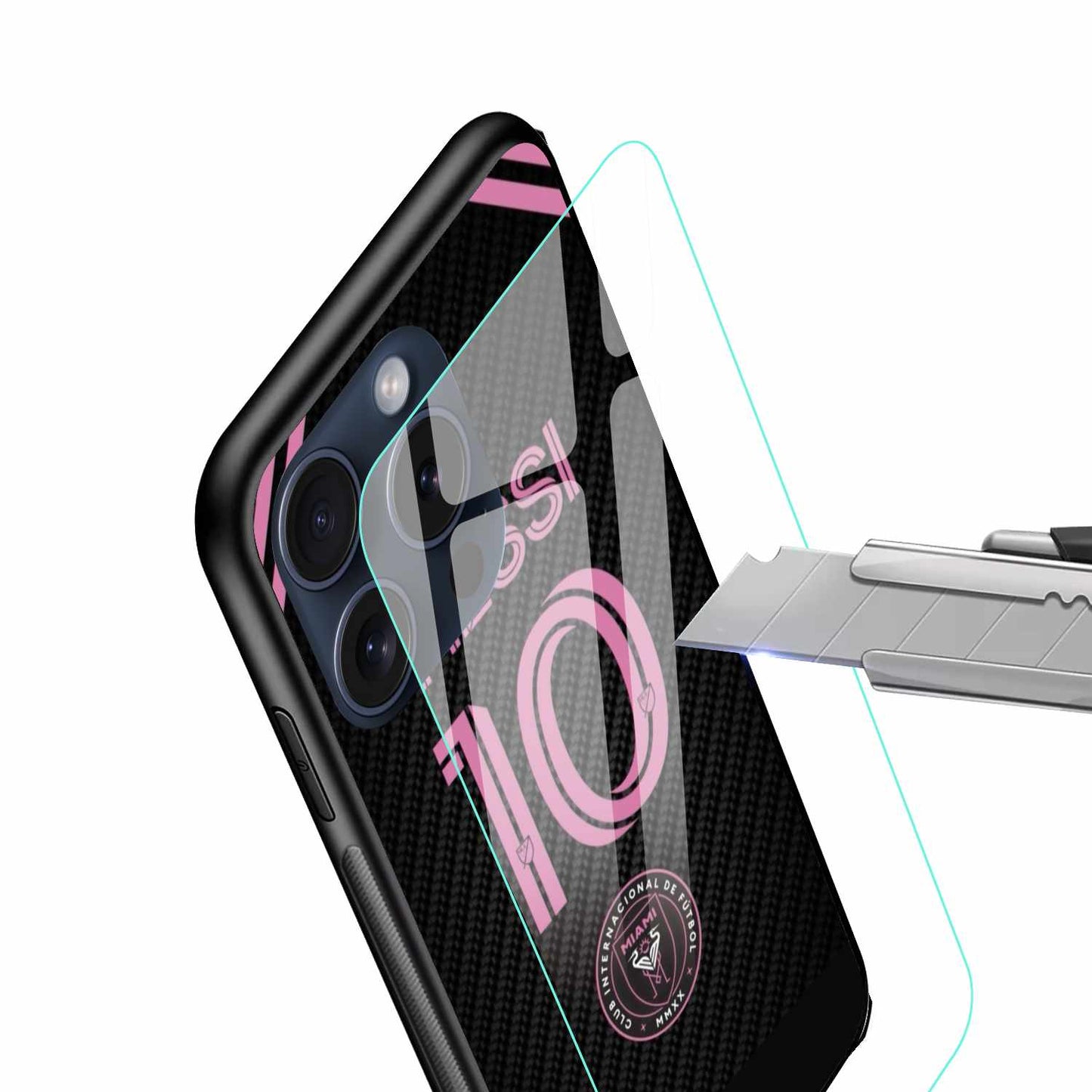 Messi Jersey Number Black And Pink Original Glass Cover