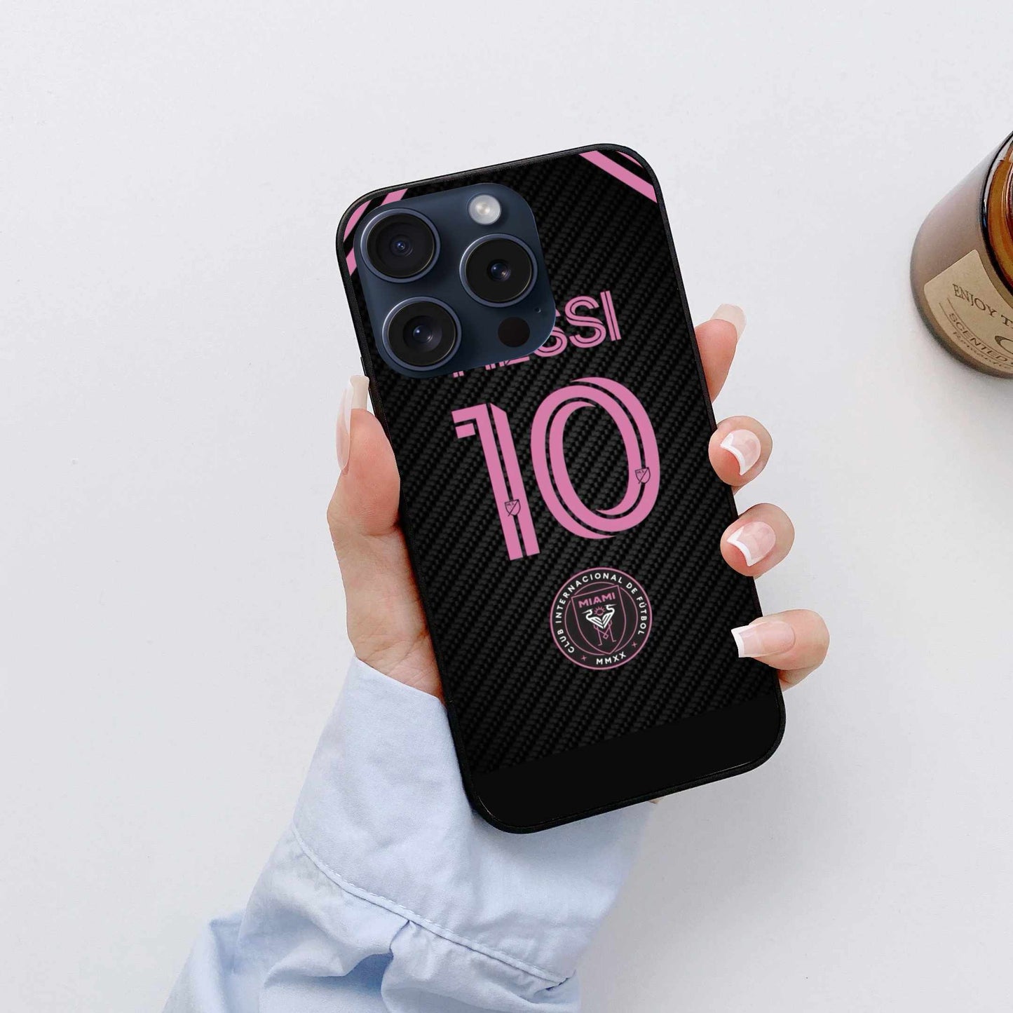 Messi Jersey Number Black And Pink Original Glass Cover