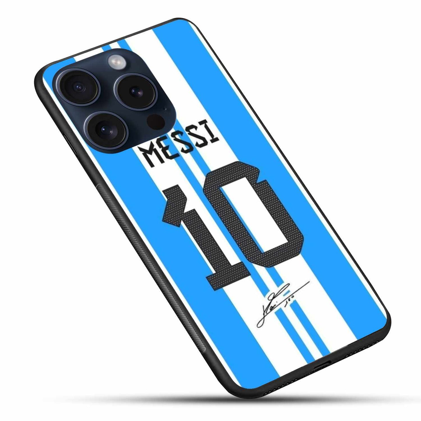 Messi Blue And White Striped Edition Original Glass Cover