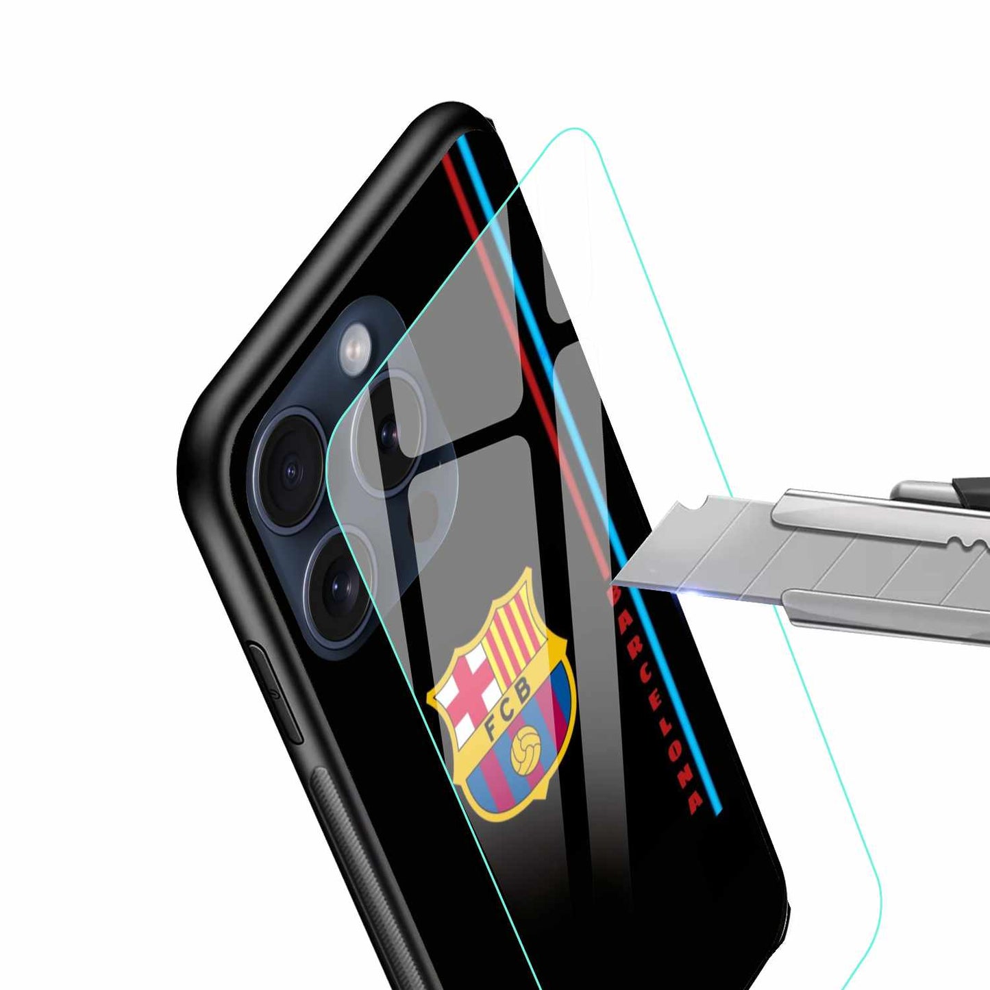 FC Barcelona Black Print Original Glass Cover