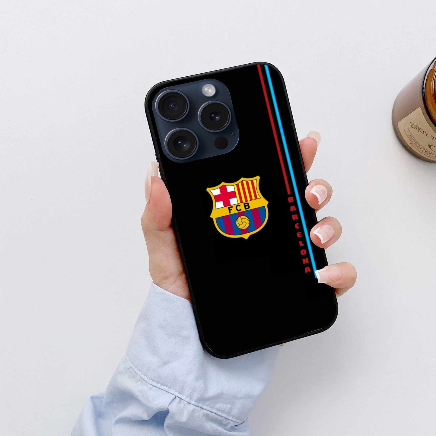 FC Barcelona Black Print Original Glass Cover