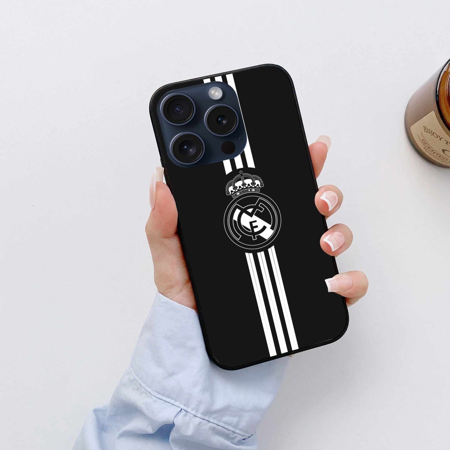 Real Madrid Black With White Stripes Original Glass Cover