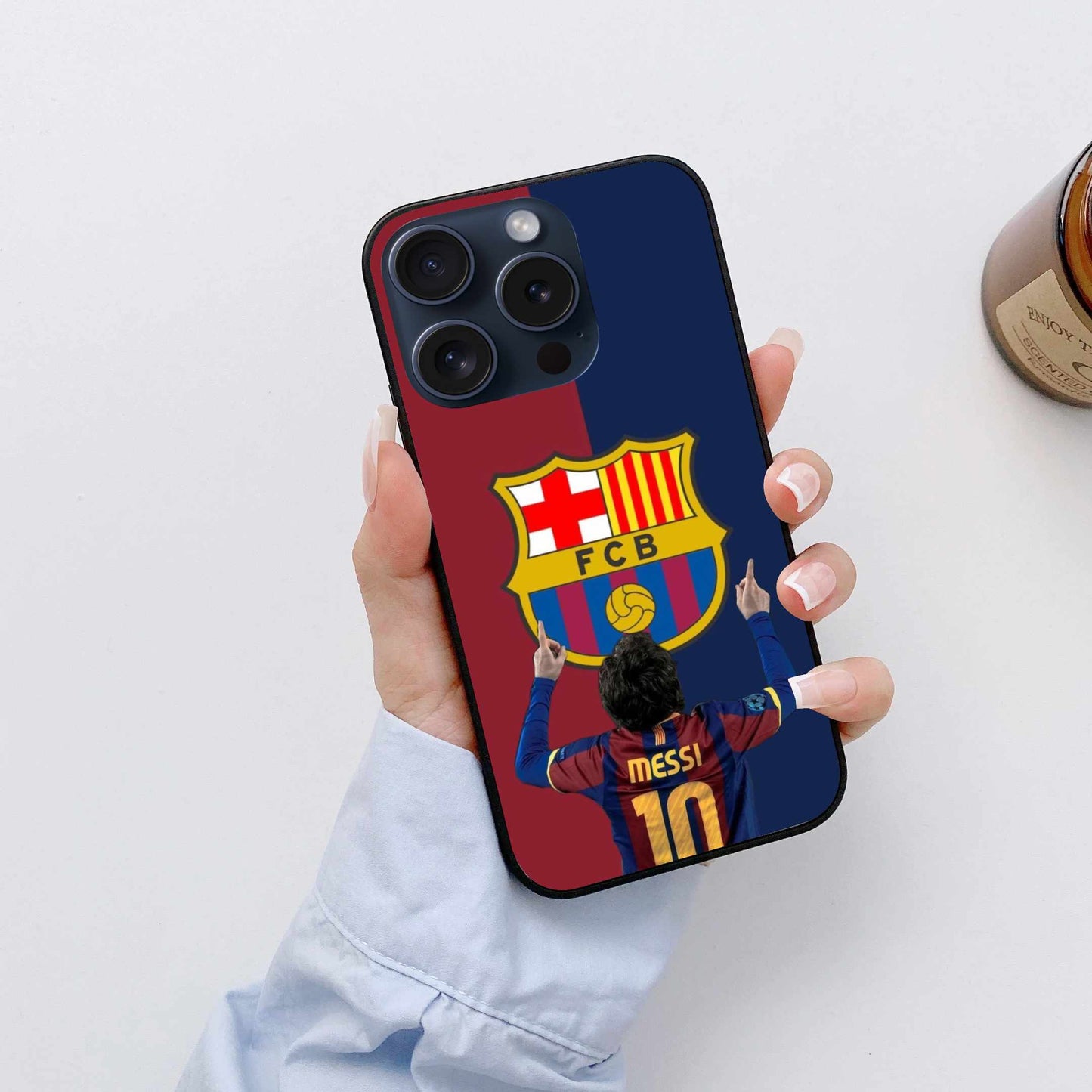 FC Barcelona Logo And Lionel Messi Original Glass Cover
